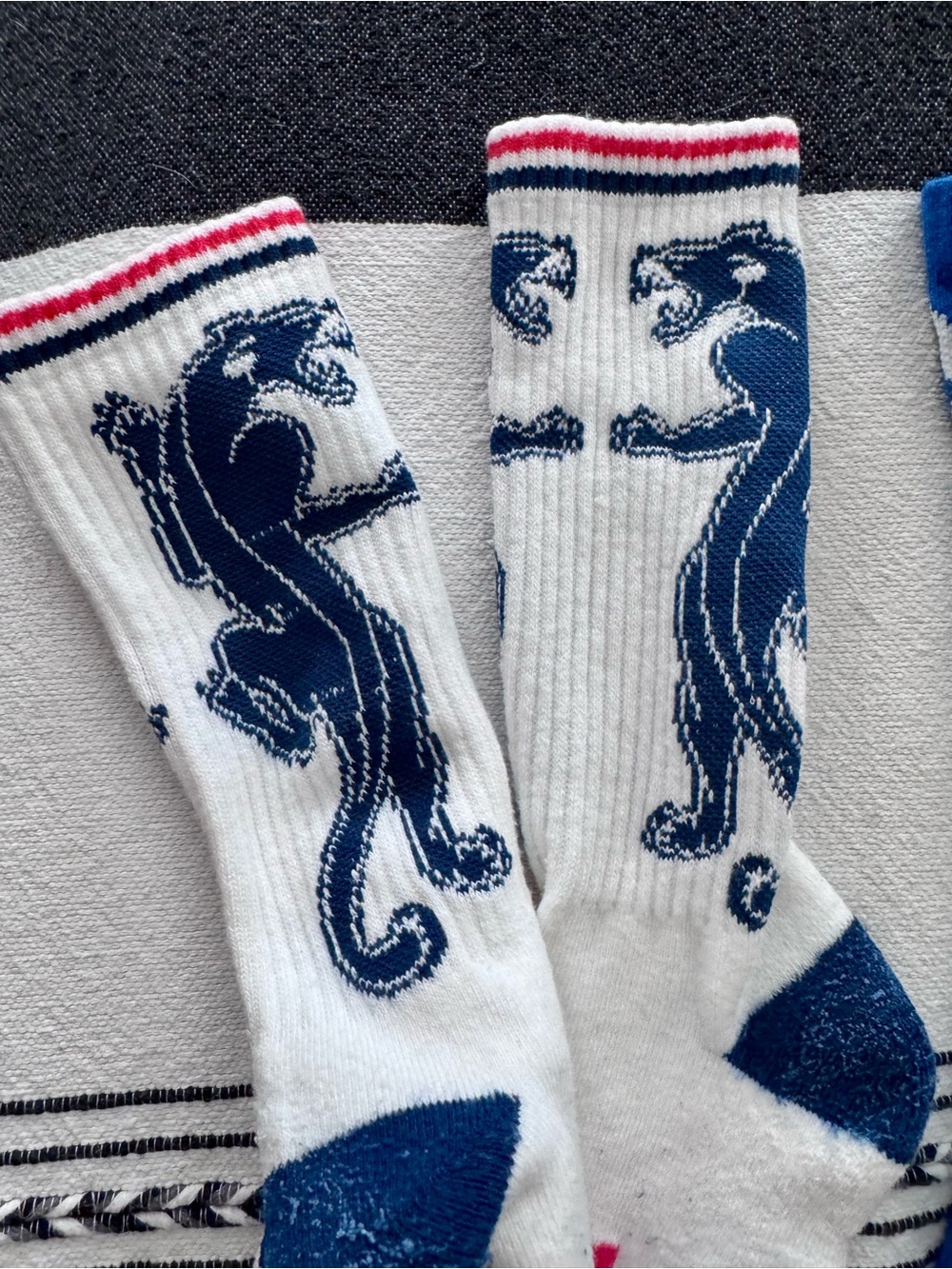 Rebel8 Men's Athletic Crew Socks - Pack of 3 (White, Blue, Red Accents) - Picture 6 of 6